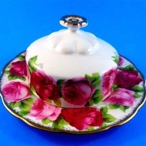 ROYAL ALBERT English Rose Butter Dish with LID (Li